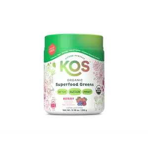 KOS Organic Superfood Greens Berry Flavor - Wellness Dietary Supplement for Gut Health Digestion & Immunity 28 Servings USDA Certified Energy Boost