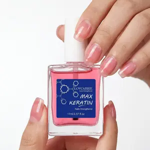 LOVCARRIE Ice Crystal Translucent Pink Nail Strengthening Serum Natural quick-dry formula Healthy translucent pink base coat/top coat Nail care product Improves brittle, easily broken nails Long-lasting radiant shine