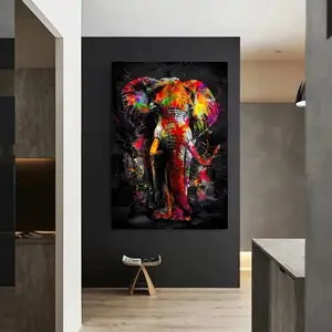 1pc Abstract Elephant Canvas Print Wall Art, Frameless Large Animal Poster
