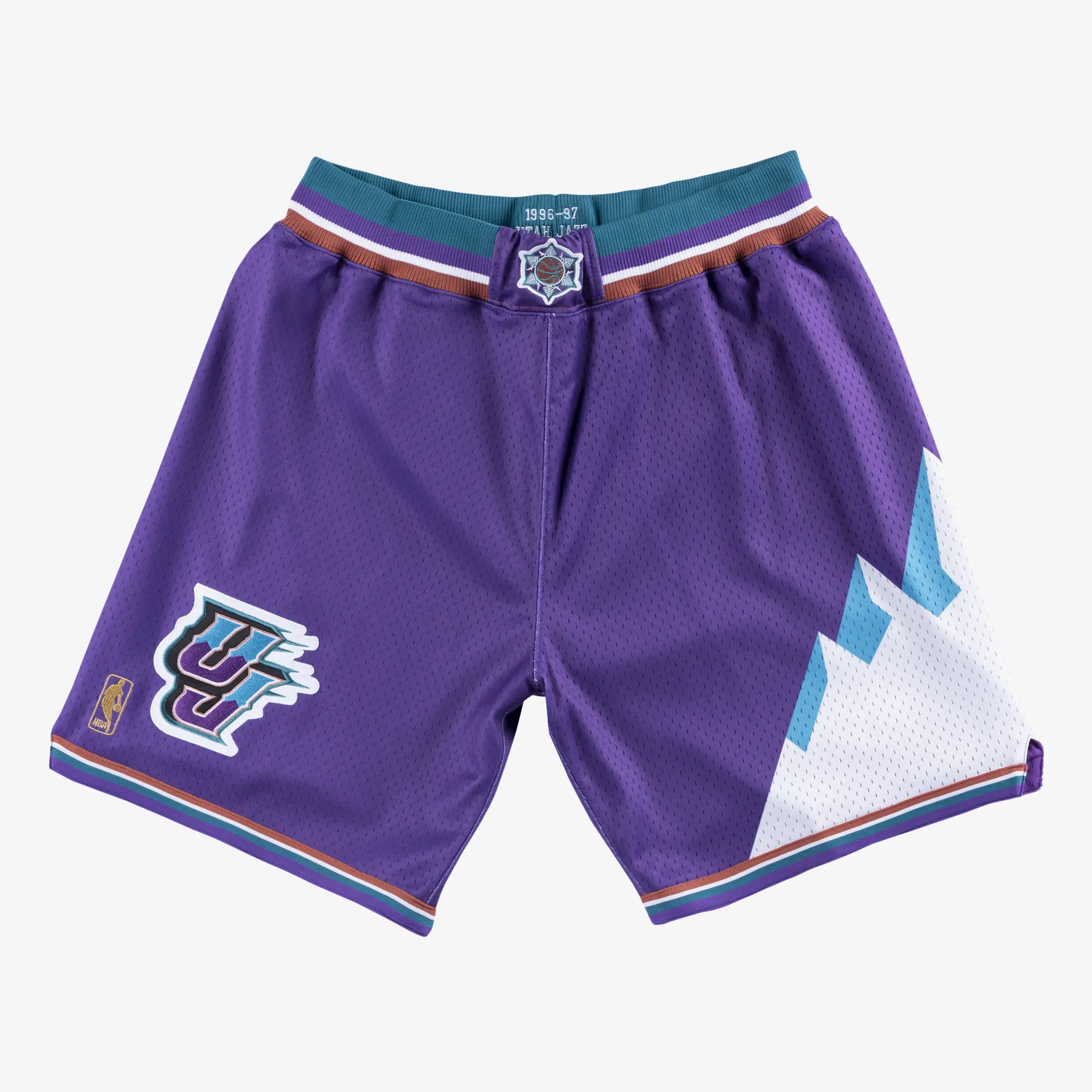Utah Jazz 1996-97 Purple Authentic Shorts - Mitchell & Ness NBA Throwback, Retro Basketball Shorts, Casual