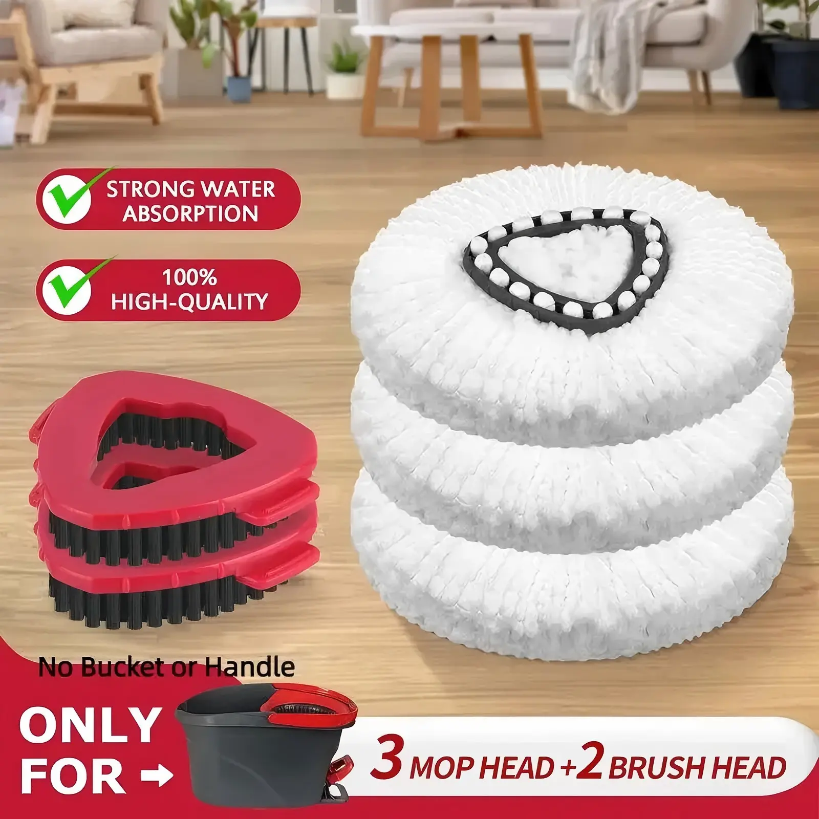 For O-Cedar Mop Head Refill, Mop Head & Scrub Brush Replacement for EasyWring 1 Tank System, Spin Mop Accessories, Cleani，2026 Upgradedng Supplies，cleaning products， Microfiber Mop Heads Microfiber Mop Pads Absorbent steam mop for floors