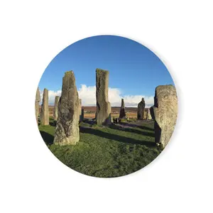 Coaster, Scotland’s Calanais Standing Stones Landscape Cork Back Coaster | Stone Circle Photo Coaster