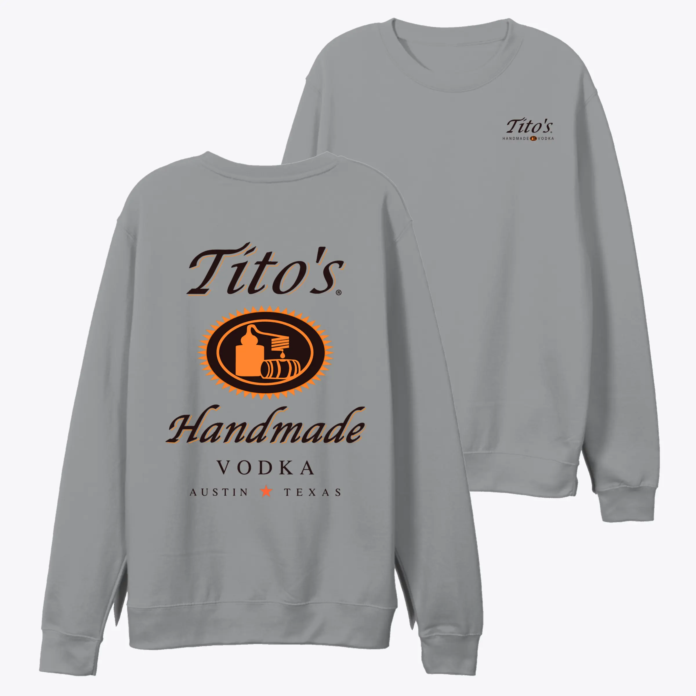 Unisex Sweatshirt - Double Sided TITO'S Handmade Vodka Sweatshirt Menswear Classic