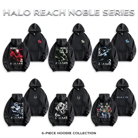 *Noble Team* design from the Halo series of games, specifically Spartan Emile-A239 (Noble 4)--Long Sleeve Cotton Unisex Vintage Hoodie