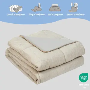 Khaki Summer Cooling Comforter, Lightweight Breathable Comfort, Cooling Blanket for Hot Sleeper, Thin Cool Bedding, Air Conditioning Blanket, Super Thin Cool Bedding Gift, Bedroom Dorm All-Season Use