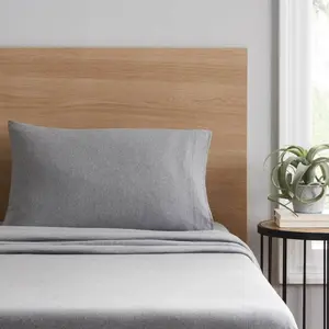 Extra Soft Adult Jersey Bed Sheet Set, Twin-XL, Grey Heather, 3 Pieces