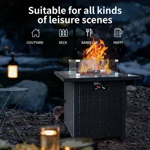 FathersDayGift 28 Inch Propane Fire Pit CSA-Listed Outdoor Fire Pit Table, 50,000 BTU Steel Gas Fire Pit with Lid and Lava Rock, Add Warmth and Ambience to Parties On Patio Deck GardeFathersDayGiftn