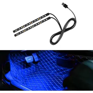 LED Strip Light, 24 LED RGB Neon Auto Interior Atmosphere Lights, 12V USB Port Under Dash Ambient Night Light, Universal Decorative Lamp Accessory for   (Blue, USB)