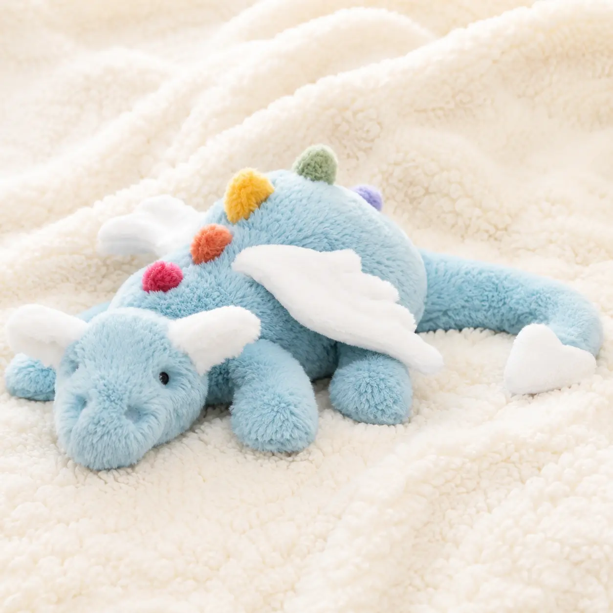 Jellycat Sky Dragon Plush Toy 50cm  Ultra Soft Blue Stuffed Animal with Rainbow Spikes, Cute Cuddle Buddy for Kids and Adults