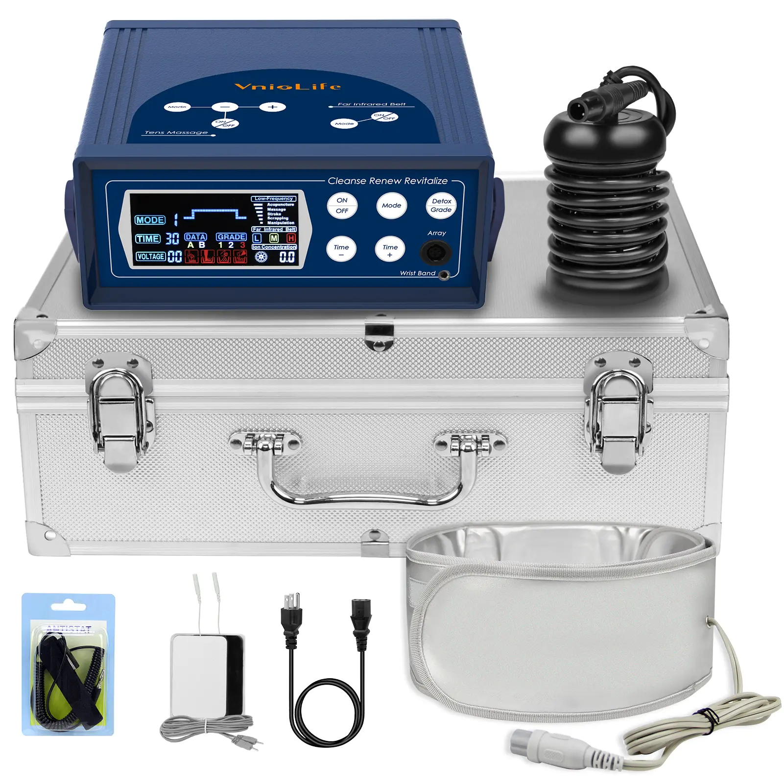 Powerful Body Detox Machine Ionic Foot Bath Detox with 8 Detox Modes & Infrared Waist Belt & EMS Massager Function Wellness Gift for Daily Self Care
