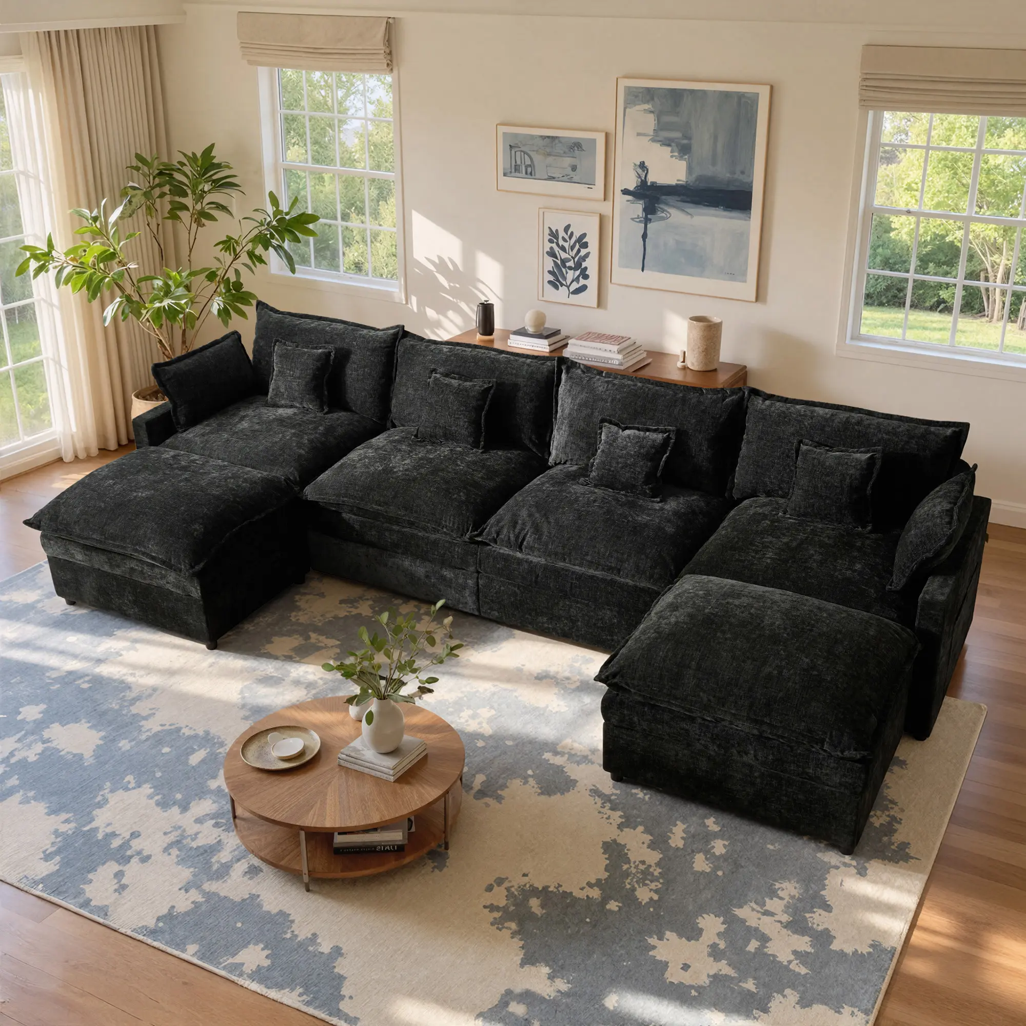 【2-3 Packages】108-143 Inch Modular Couch Sectionals with Ottoman, Big Comfy Cloud Couches, L/U Shaped 4-6 Seats Modular Sectional Sofa, Modern Cloud Sectional Couches for Living Room, Deep Seat Sofa