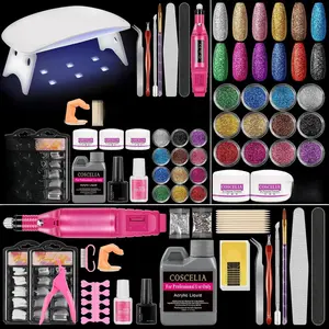 Acrylic Nail Kit for Beginners with Everything Acrylic Nail Set with Drill and U V Light Professional Nail Kit Acrylic Set Acrylic Powder Glitter Decoration Powder Nail Art Starter Kit Gifts for Women