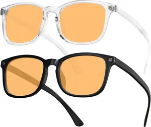 【2026 Orange Lens Blue Light Glass】High Tech Blue Light Glasses - Advanced 99% Blue Light Blocking Computer Glasses - Anti Eyestrain & UV Glare ProtectionClassic Retro Frame for Gaming. Trendy Designer Glasses for Men and Women