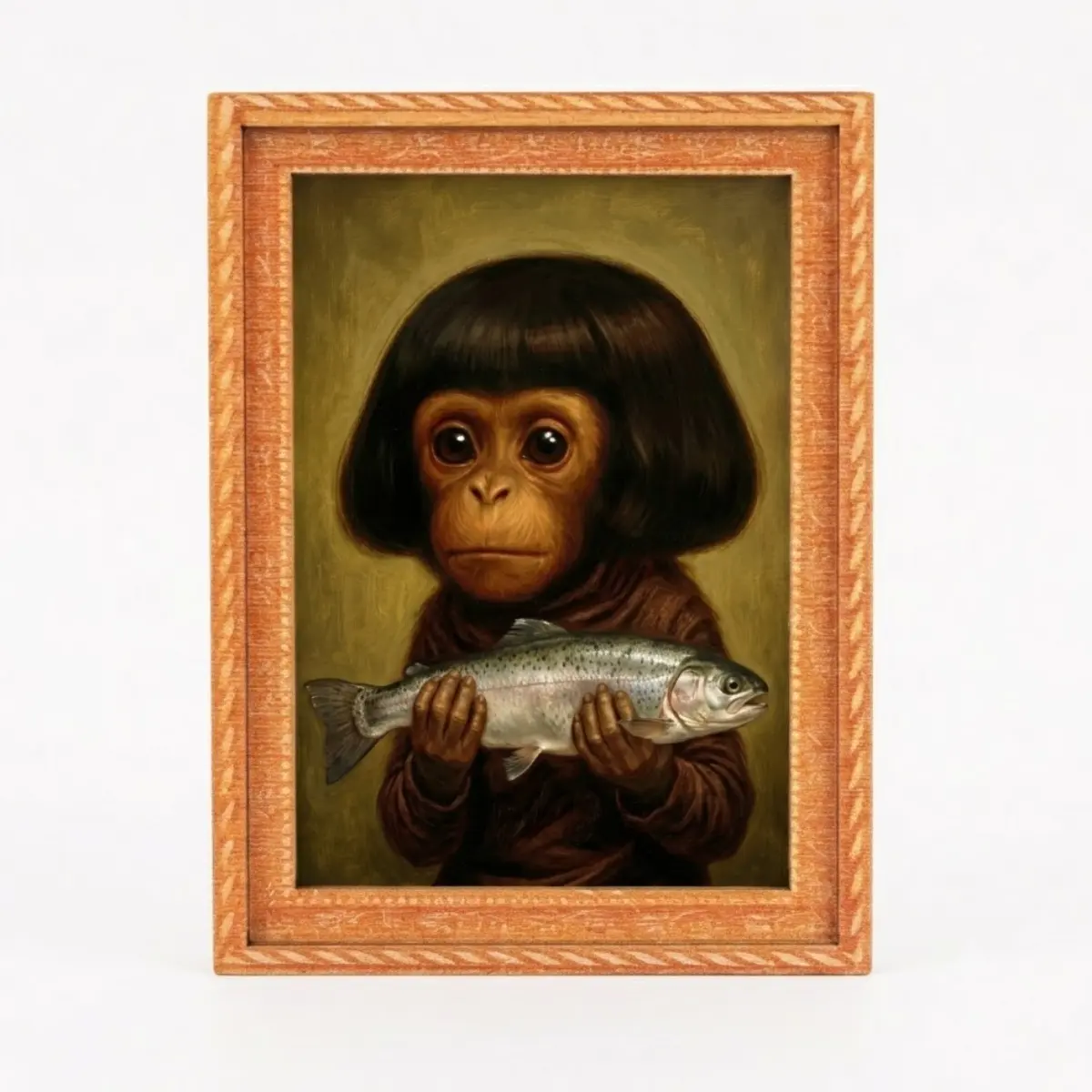 Memorable Funny Monkey Bob Haircut Fridge Magnet - Mini Framed Art with Full Magnetic Backing, Funky Home Decor Item, Room Decor for Kitchen Refrigerator/Office Whiteboard, Fun Gift for Friends