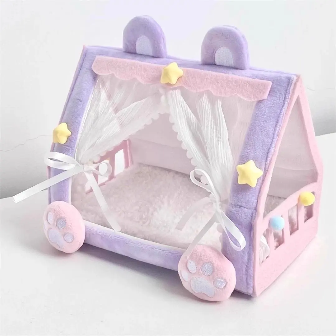 Cute Tiny Unisex Cotton Doll Tent Bed, Creative Storage Toy, Indoor Desktop Ornament, Taro-Themed Furniture, Cute Gift for Doll Enthusiasts