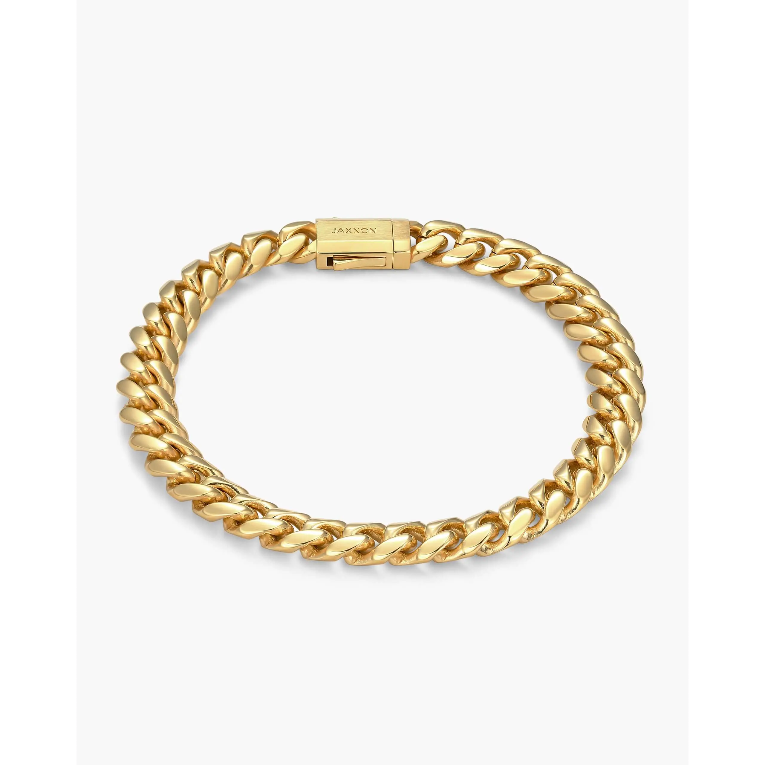 JAXXON Cuban Link Bracelet 8mm - Gold - Waterproof - Box Clasp JAXXON Cuban Link Bracelet 8mm - Gold - Waterproof - Box Clasp