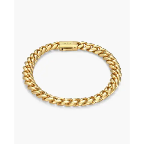 JAXXON Cuban Link Bracelet 8mm - Gold - Waterproof - Box Clasp