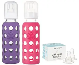 Lifefactory 9oz Glass Baby Bottle 2pk with Stage 3 Nipples