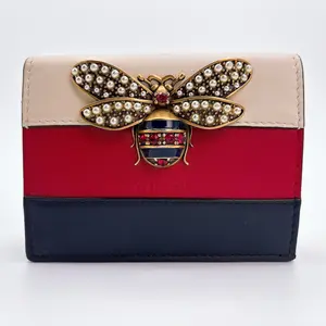 Pre-owned GUCCI leather Clutches & Wristlets Queen Bee Small Wallet Card Case Coin Holder w/Box