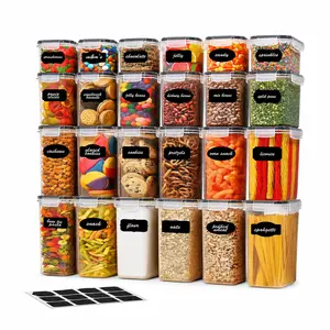 AISOON 32-Piece Airtight Food Storage Container Set (16 Pack) - BPA-Free Reusable Stackable Canisters with Leak-Proof Lids, Airtight Meal Prep Kitchen Accessories, Kitchen Organizer with Cereal/Flour Labels