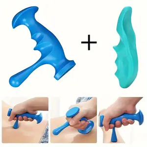 2Pcs T-Shape Massage Tool Set with Thumb Pressure Head, Handheld Trigger Point Massager, Full Body Physical Therapy Relaxation Tool for Deep Tissue Muscle Relief