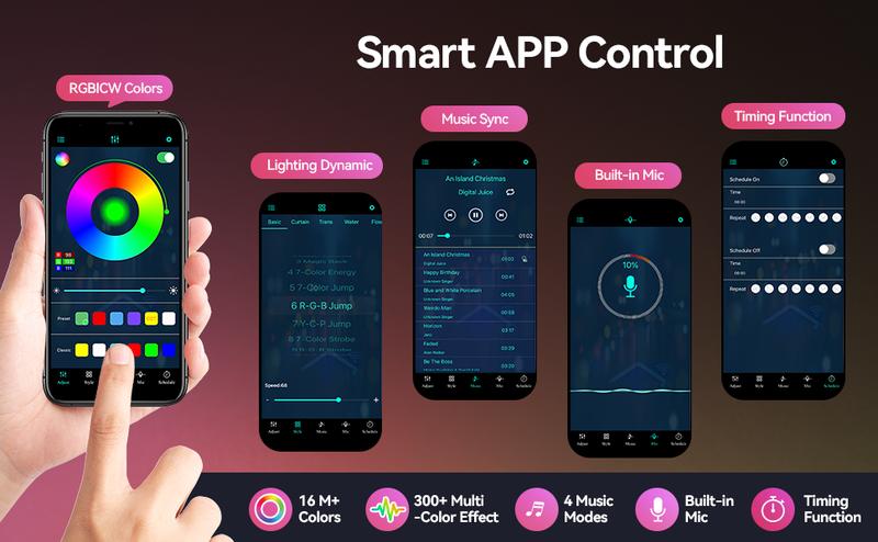 echosari Smart RGBICW LED Corner Floor Lamp - 16 Million DIY Colors, 68+ Scenes, Music Sync, App & Remote Control, Color-Changing Ambient Lighting for Living Rooms, Bedrooms, and Gaming Rooms