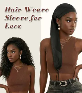 2 Pcs Lightweight Semi Sheer Breathable Mesh Hair Weave Sleeve for Locs and Braids Stretchy Durable Fashionable Design with Elastic Band and Drawstring Long Wig Cap for Dreadlocks Black Leopard