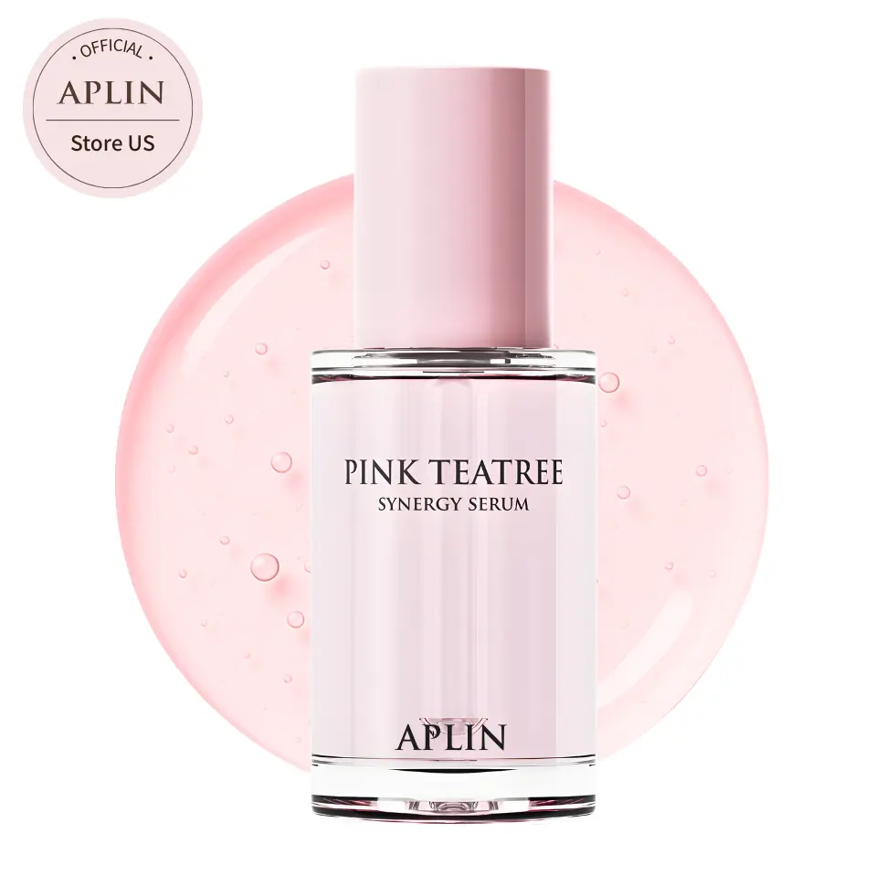 APLIN Pink Tea Tree Calming Glow Serum with Niacinamide & CICA - 30ml Dewy, Lightweight Skincare for Acne-Prone, Sensitive Skin - Redness Relief, Brightening, Radiant, Moisture-Boosting