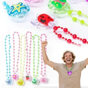 12 PCS Crystal Light Up Necklaces LED Sparkle Plastic Necklace and Shining Pendants for Birthday Celebration Party