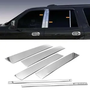 alittlepanda ALP 6PCS Set Polished Stainless Steel Center Body A-Pillar Door Pillar Set Trim Cover Overlay