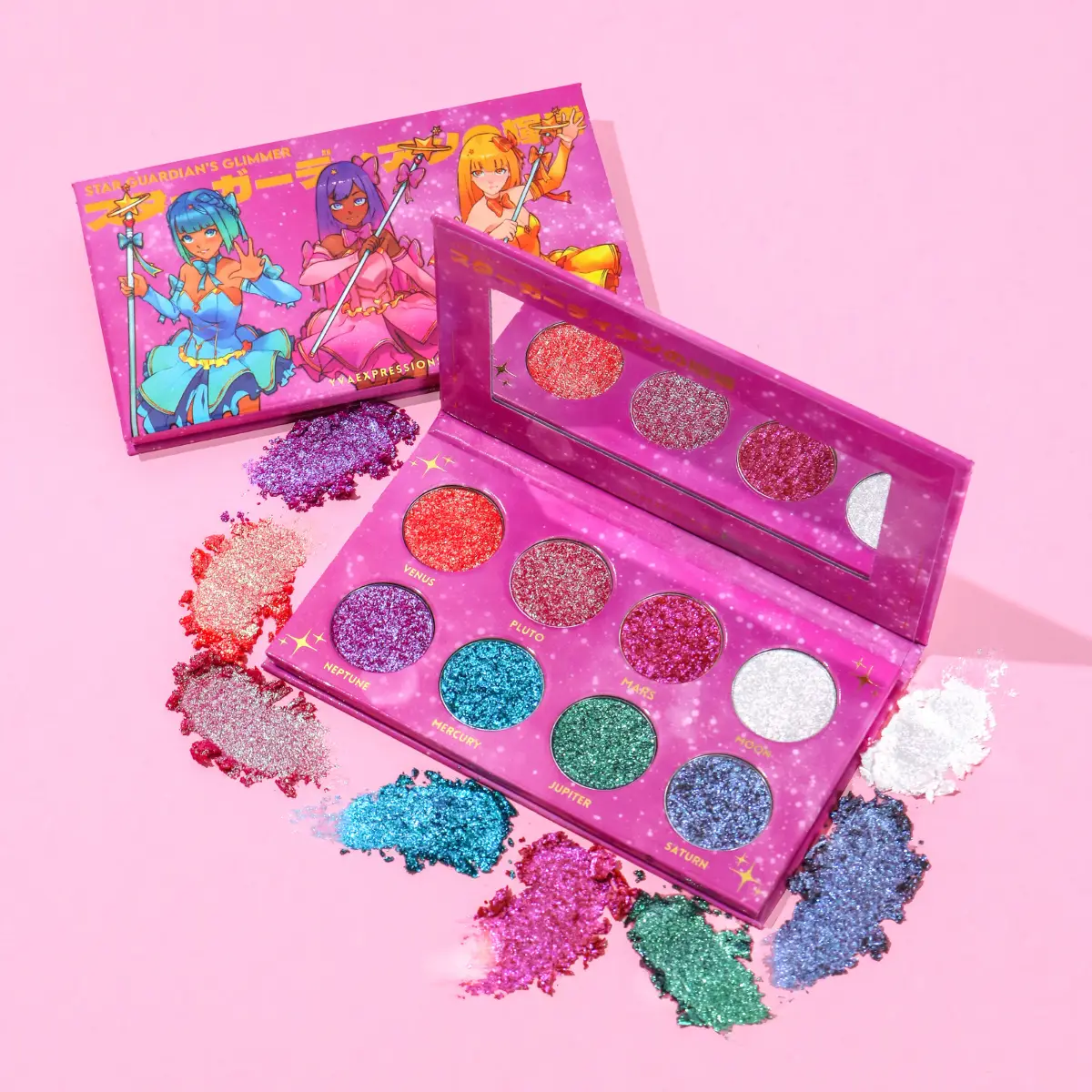 Magical Guardian’s Glimmer Glitter Duochrome Eyeshadow Palette , Iridescent shimmer Makeup, Color Shifting Eyeshadow