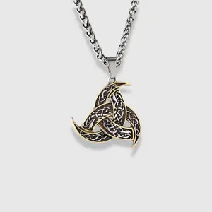 TRIPLE HORN OF ODIN PENDANT NECKLACE
