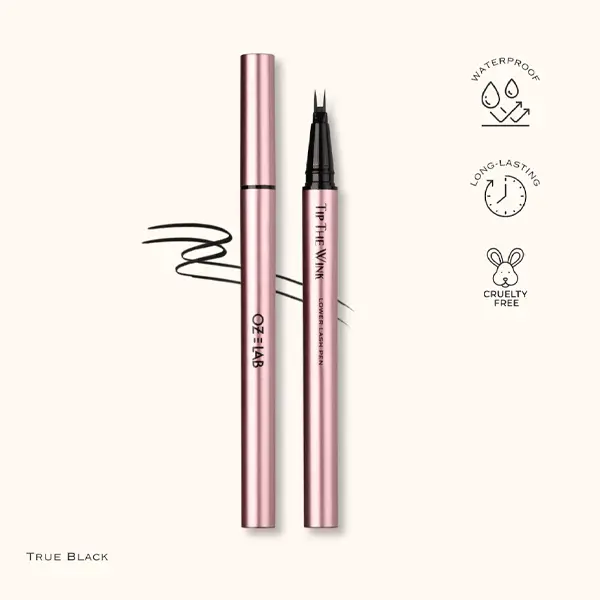 [OZLAB] Dual Brush Eyeliner Pen Waterproof & Vegan Precision Tip for Lower Lash/Smudge-Proof Micro-Detailing 0.01FL.OZ / 0.4ML
