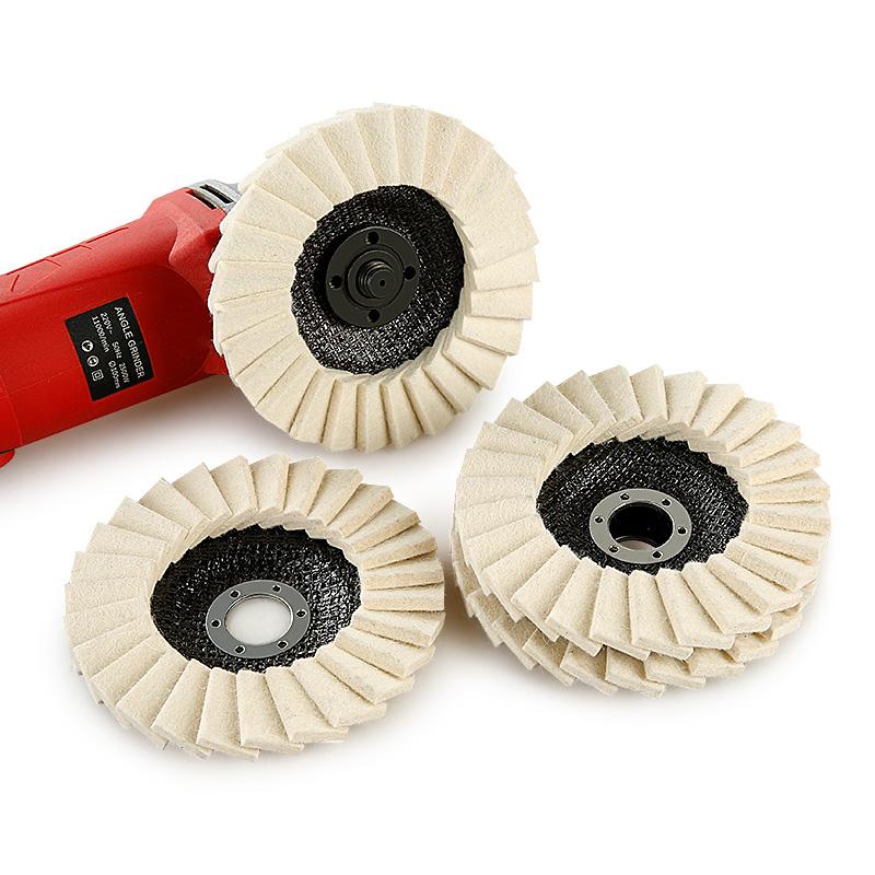 3PCS 5inch Wool Polishing Wheels Buffing Pads AngleGrinder Accessories Grinding Disc for Metal GlassCeramic Polishing