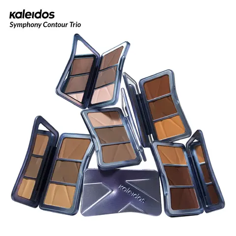 Kaleidos Symphony Contour Trio 3-in-1 Makeup Contour Bronzers Palette - Silky-Smooth Smoothing Powder, Natural Sculpting, Flawless Definition, Summervibes Finish, Illuminator, Cruelty Free, Seamless Blend, All Skin Types, Women's Beauty Gift