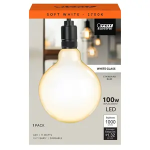Feit Electric 100 Watt Replacement Soft White 2700K E26 G40 Dimmable Vintage Edison LED Light Bulb