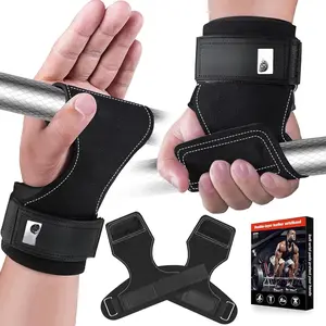 Weight Lifting Wrist Strap, Double-Layer Leather Wrist Straps for Gym Strength  Weightlifting,Deadlift and Powerlifting, Enhance Grip Strength Neoprene Padding Gym Workout Lifting Straps Men/Women Pair