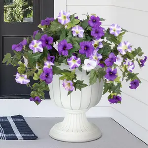 2PCS Faux Petunias Silk Flower, Lifelike Artificial Fake Flowers Plants for Decorative Outdoor Decoration, UV Resistant No Fade Floral for Home, Outside Garden, Balcony, Yard, Porch, Realistic Indoor Decor