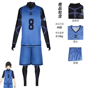 Anime Blue Lock Bachira Meguru Cosplay Costume Football Jersey Sportswear Blue Uniform Bodysuit Halloween Christmas Party Outfit