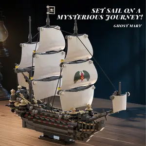 1055pcs pirate ship building block set, pirate ship model, self built and assembled, collectible display items, decompression building block toys, suitable for giving people holidays/Christmas/Halloween/New Year, Building Blocks Set