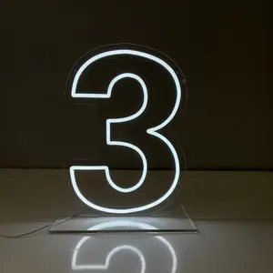 Number 3 Neon Light - Sleek Minimalist Design for Modern Elegance in Homes Offices & Event Spaces USB Powered Neon Sign with Battery Box Laptop Power Bank Adaptor lights