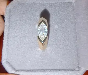 Marquise Cut 5A Cubic Zirconia Ring |   14K Gold Plated Minimalist Dainty Band |   Unisex Shiny Statement Ring for Daily Wear