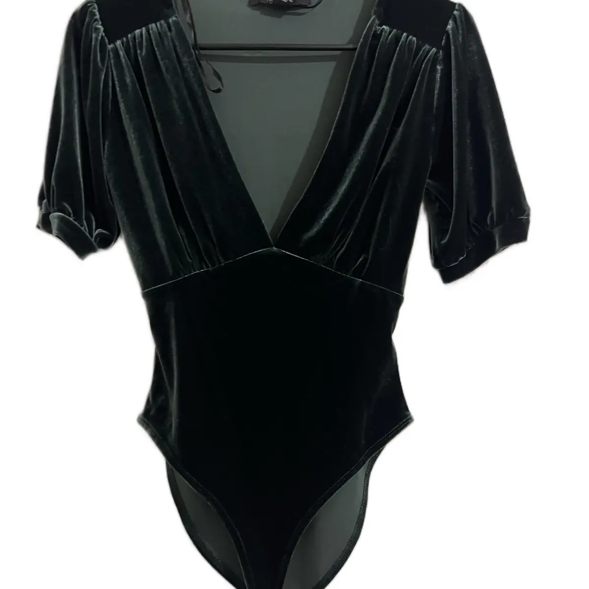 Velvet V Neck Bodysuit Blouse