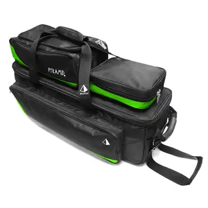Pyramid Path Triple Tote Roller Plus Bowling Bag (Black/Lime Green)