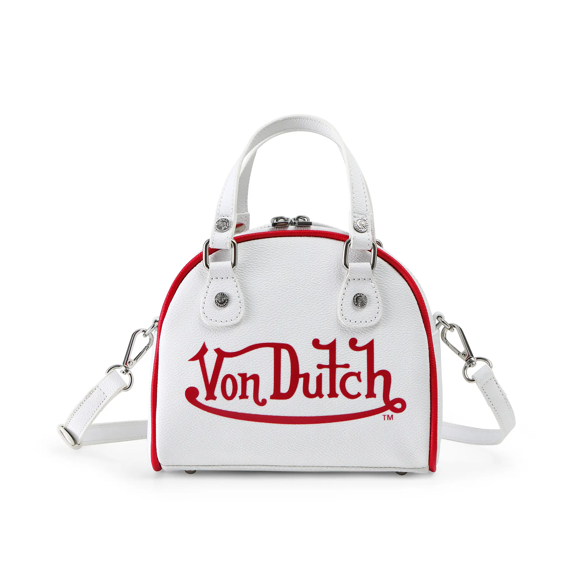 White and Red Two-Tone Bowling Bag