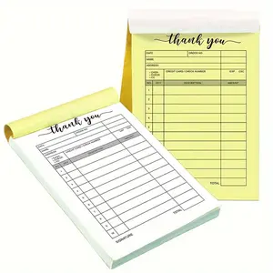 Thank You Receipt Book Set, Carbon Copy Dealer Table, Receipt Proof, 100 Pages Per Book, 3.4x5.5 Inches, Handheld with Border, Office Stationery Supplies