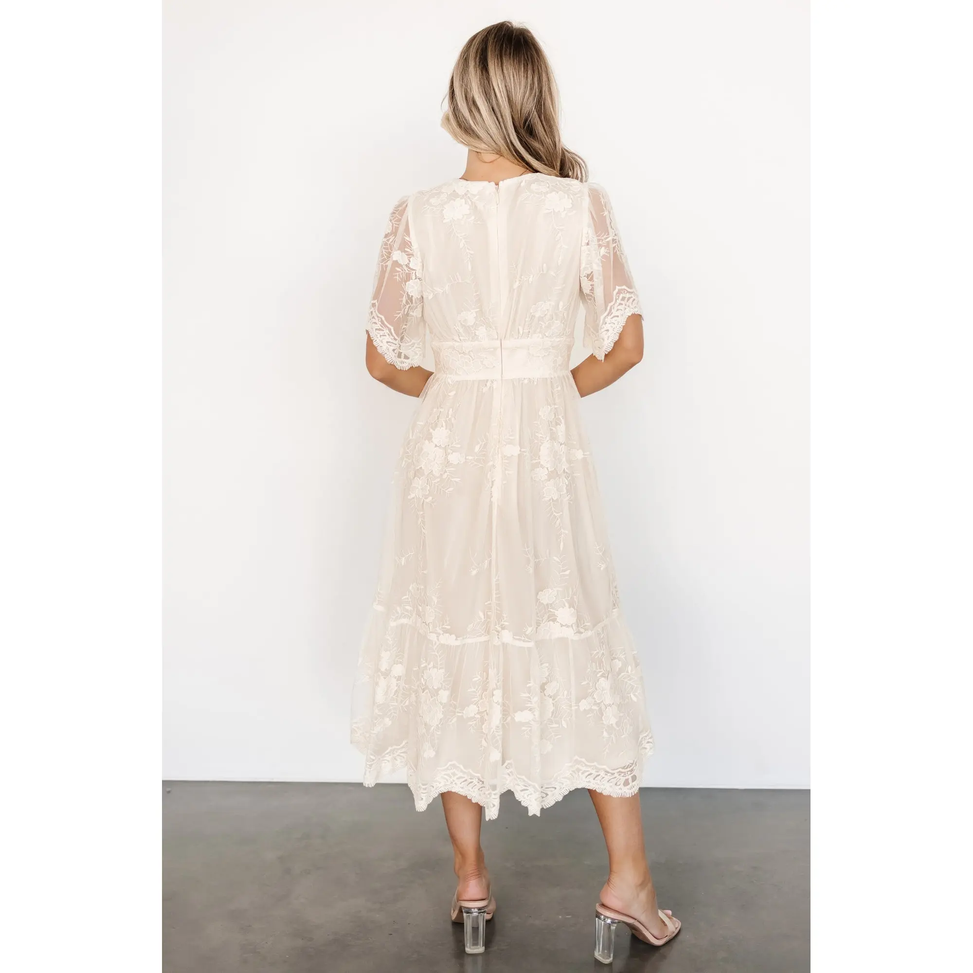 Clarisa Lace Midi Dress | Vintage Cream - TikTok Shop