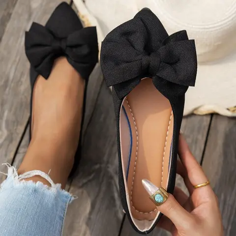 Women's Fashionable Bowknot Design Slip on Flats, Casual Comfortable Pointed Toe Flat Shoes for Daily Wear, All-match Commuter Shoes for Women & Girls, Running, Casual Trendy Flat, Flat Footwear