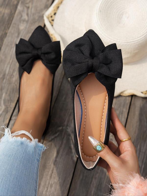 Women's Fashionable Bowknot Design Slip on Flats, Casual Comfortable Pointed Toe Flat Shoes for Daily Wear, All-match Commuter Shoes for Women & Girls, Running