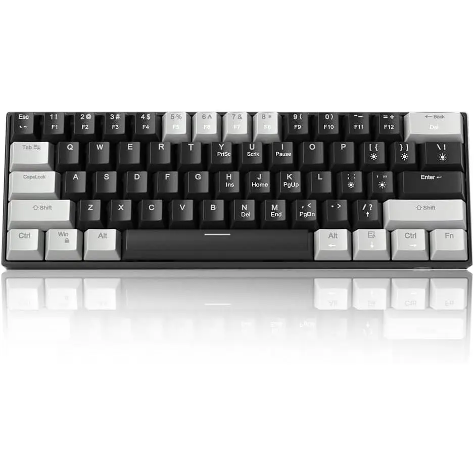 60% Mechanical Gaming Keyboard,Mixed Color Keycaps Gaming Keyboard with Linear Red Switches, Detachable Type-C  Mini Keyboard with Blue LED Light for PC/Laptop